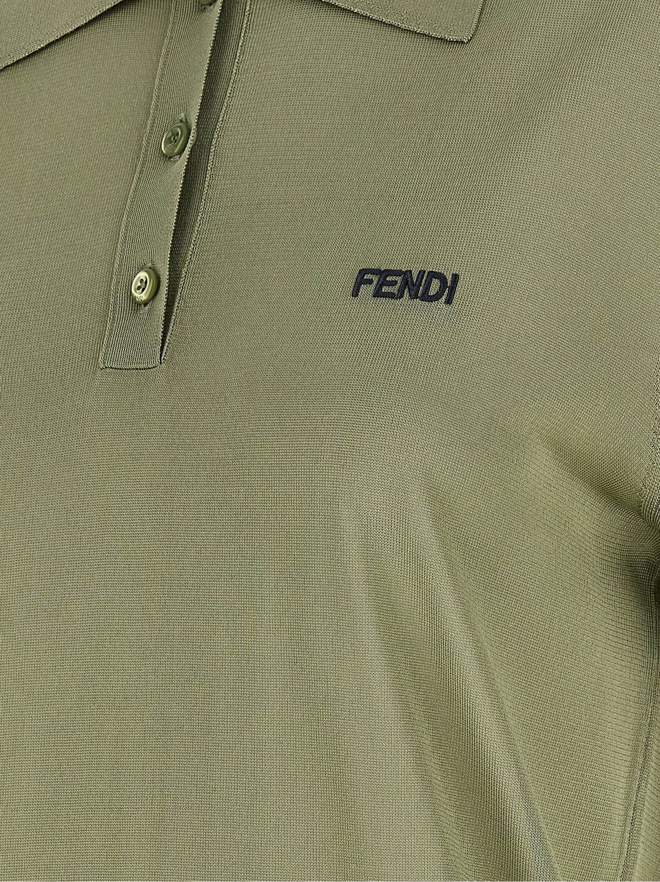 Fendi Bicolor Viscose Polo Shirt Groen