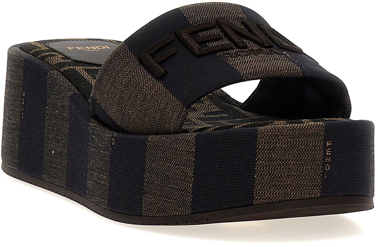 Fendi Brown Cotton Slides Bruin
