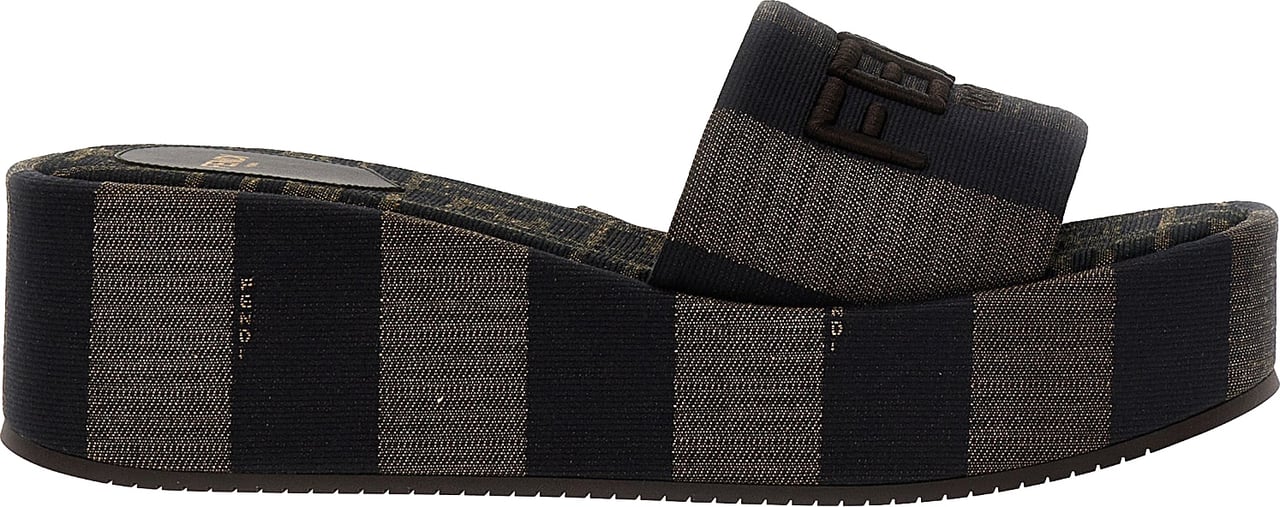 Fendi Brown Cotton Slides Bruin