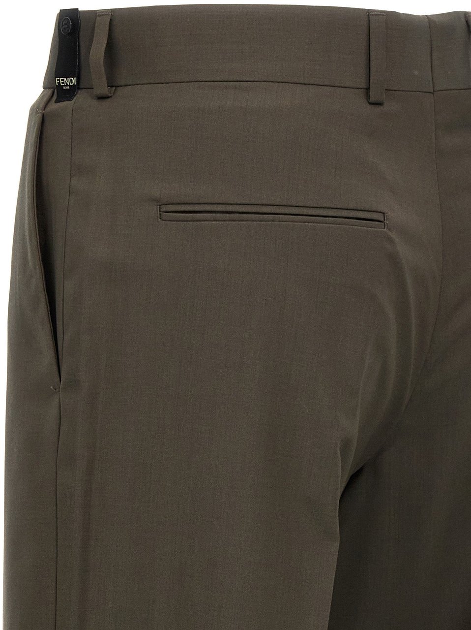 Fendi Bicolor Wool Dress Pants Groen