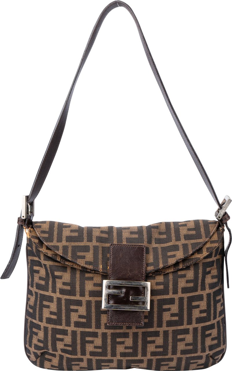 Fendi FF Monogram Baguette Shoulder Bag Bruin