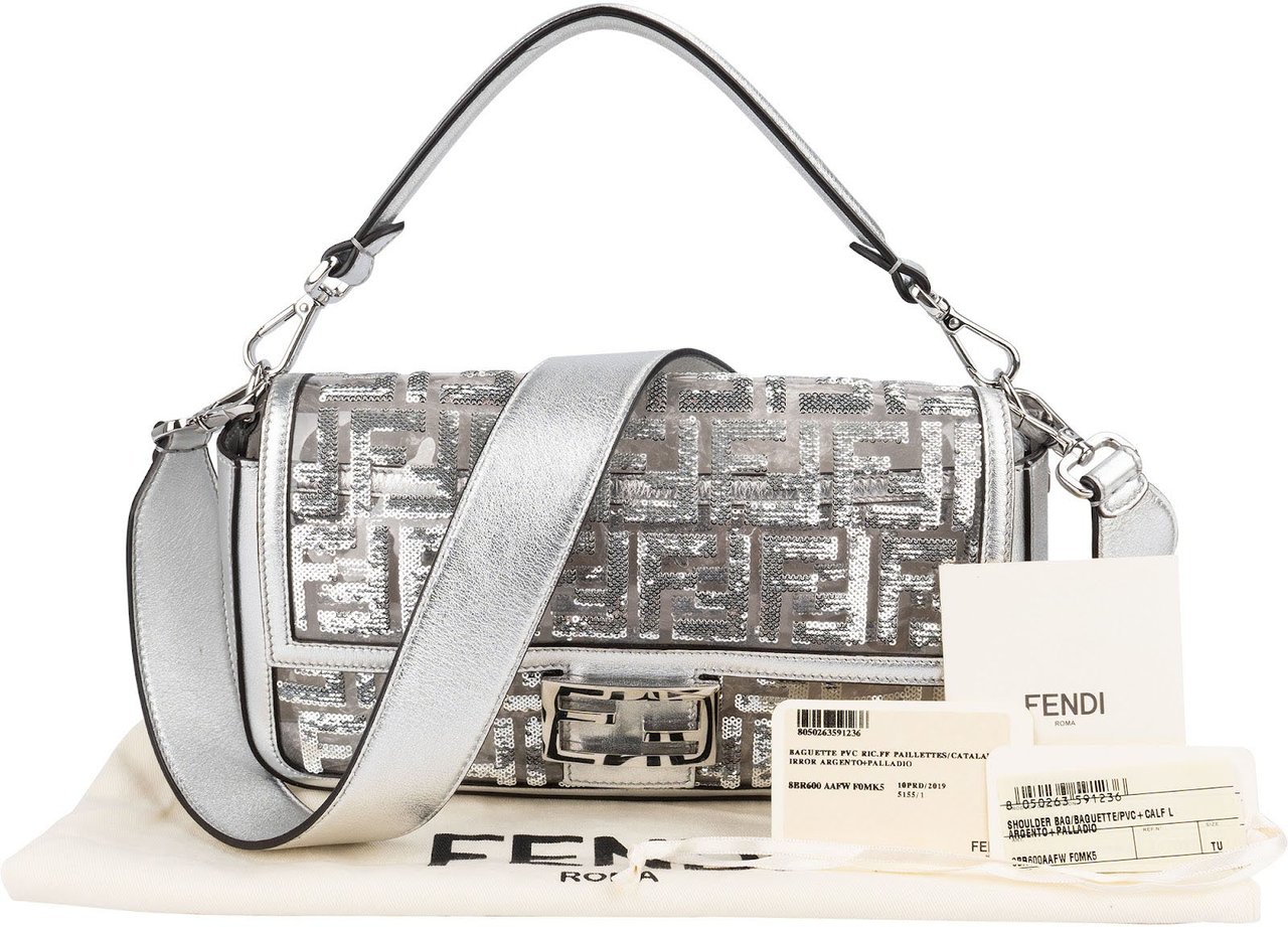 Fendi FF Sequin Embroidered Monogram Baguette Shoulder Handbag Divers