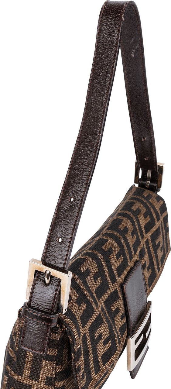 Fendi Monogram Zucca Baguette Shoulder Bag Bruin