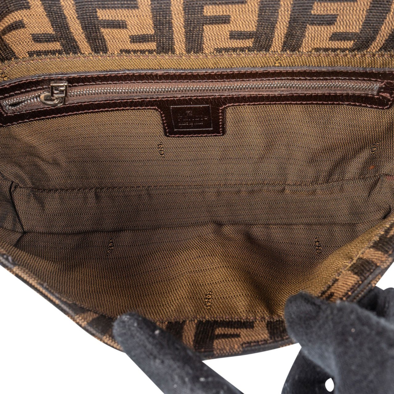 Fendi Monogram Zucca Baguette Shoulder Bag Bruin