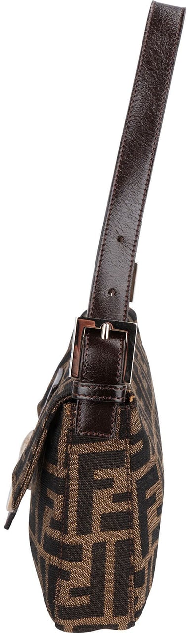 Fendi Monogram Zucca Baguette Shoulder Bag Bruin