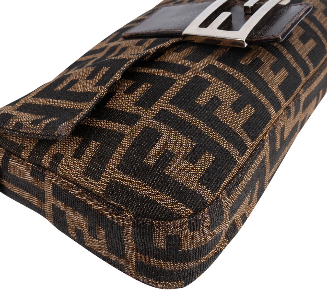 Fendi Monogram Zucca Baguette Shoulder Bag Bruin