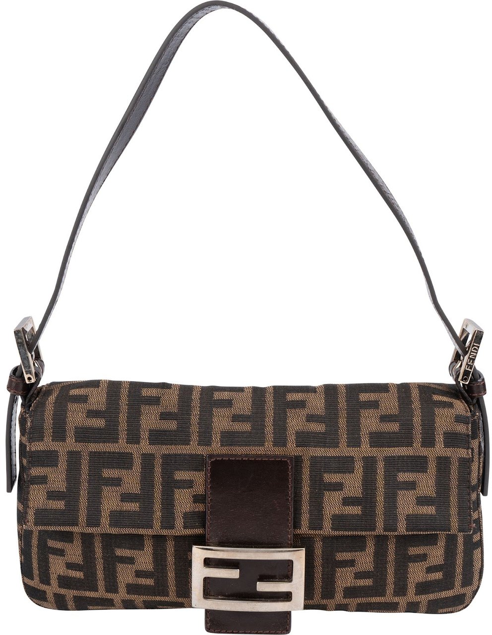 Fendi Monogram FF Baguette Shoulder Bag Bruin
