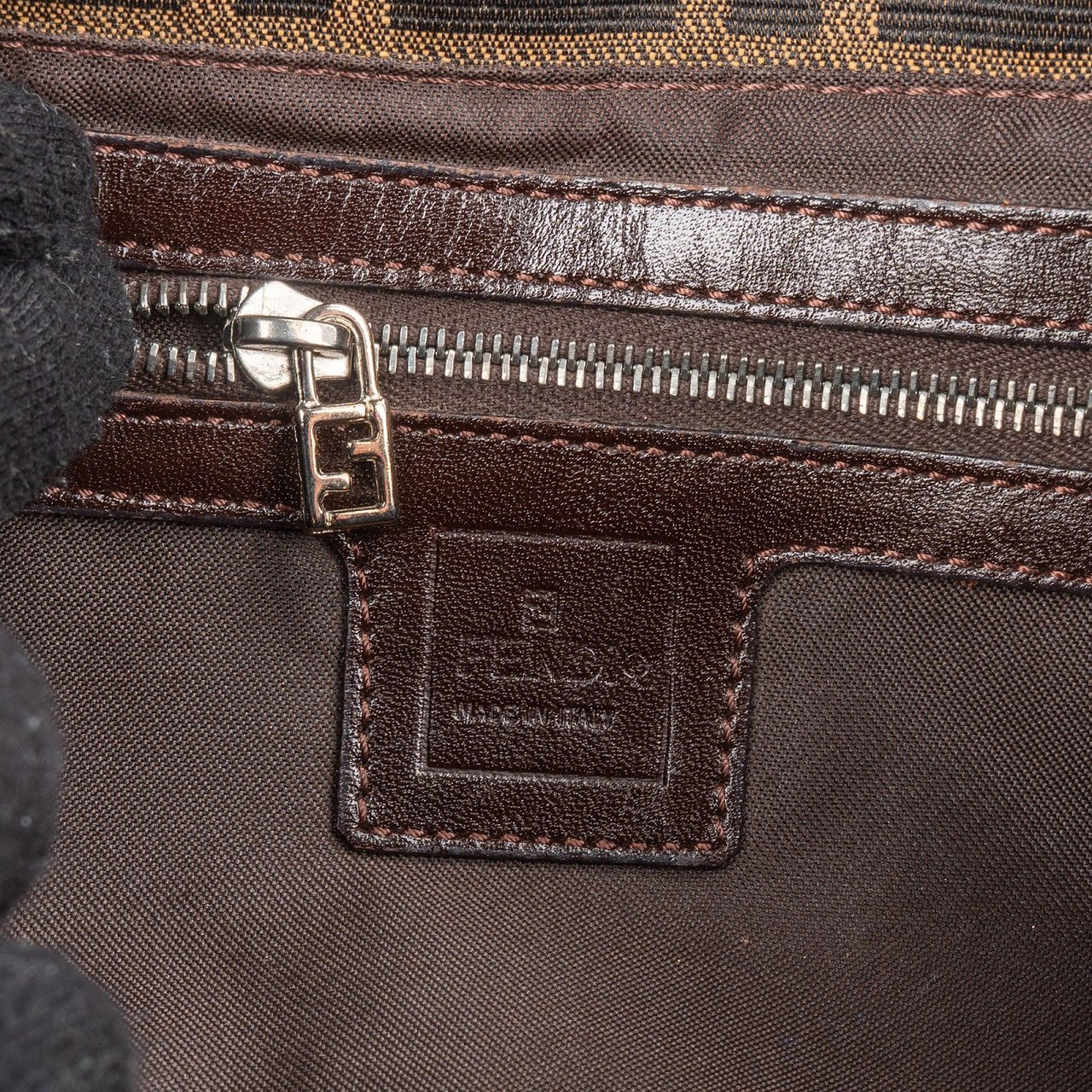 Fendi Monogram FF Baguette Shoulder Bag Bruin