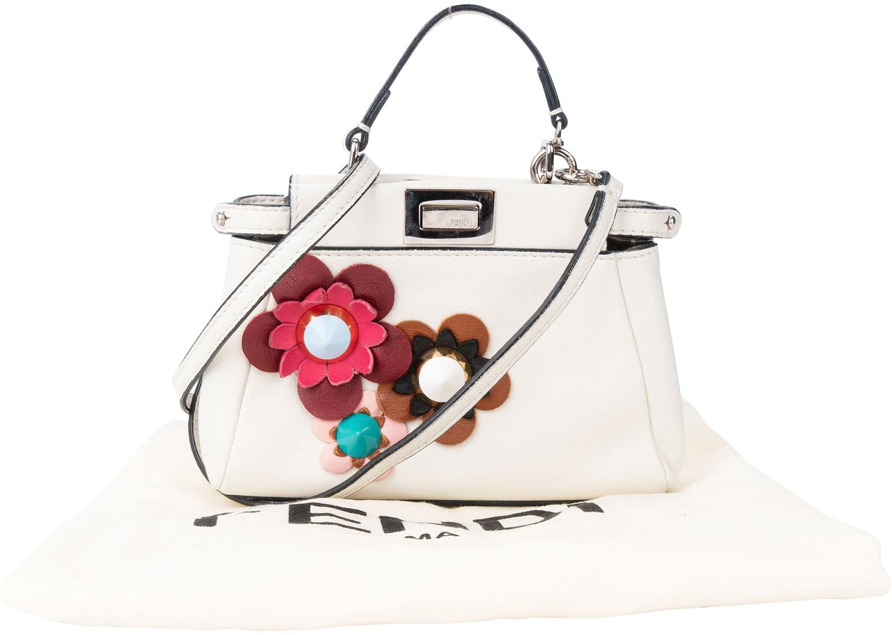 Fendi Fendi White Leather Micro Peekaboo Handbag Divers