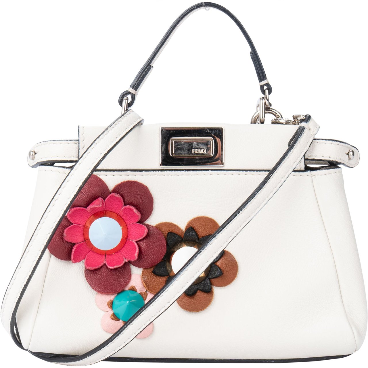 Fendi Fendi White Leather Micro Peekaboo Handbag Divers