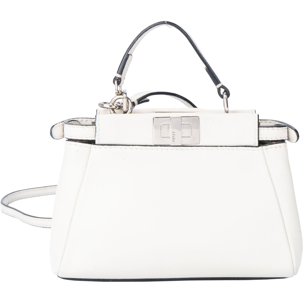 Fendi Fendi White Leather Micro Peekaboo Handbag Divers