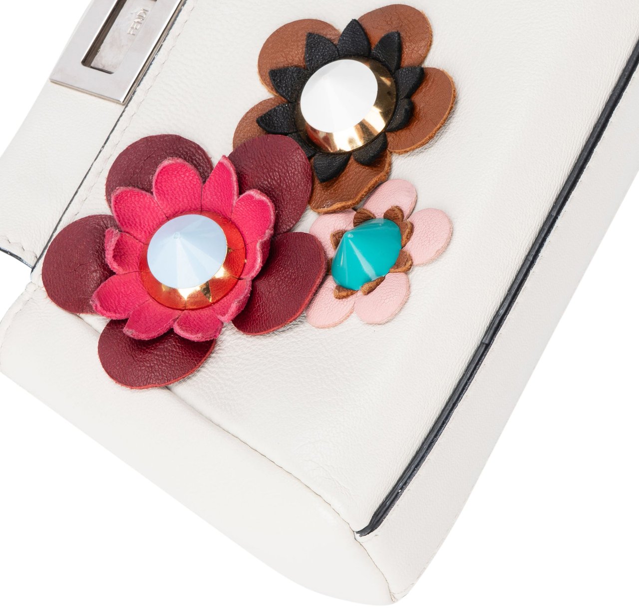 Fendi Fendi White Leather Micro Peekaboo Handbag Divers