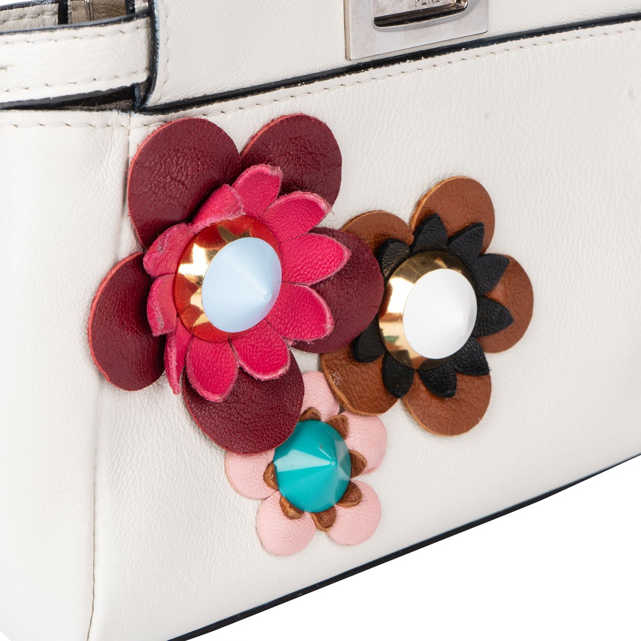 Fendi Fendi White Leather Micro Peekaboo Handbag Divers