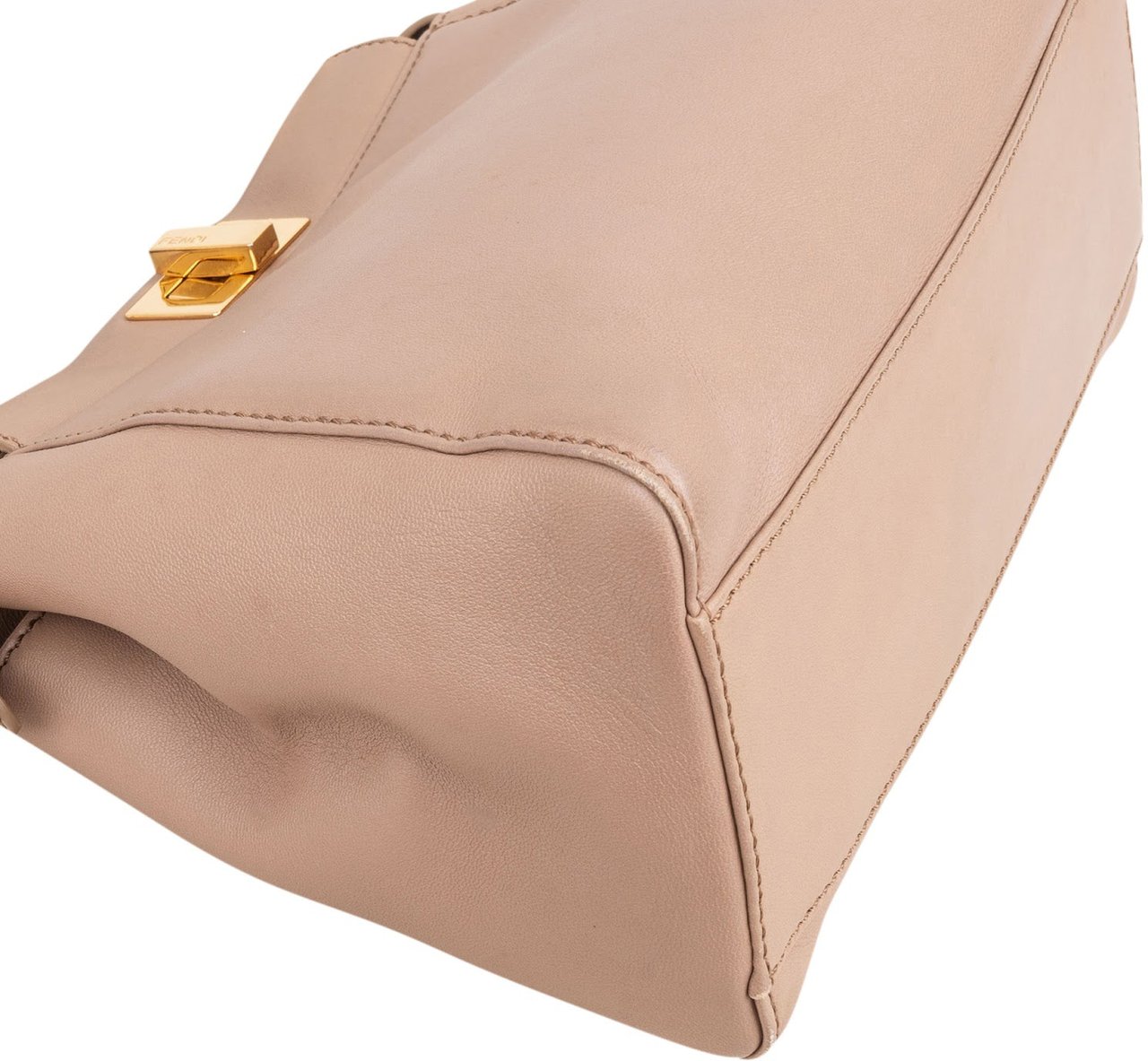 Fendi Fendi Leather Peekaboo Mini Handbag Neutraal
