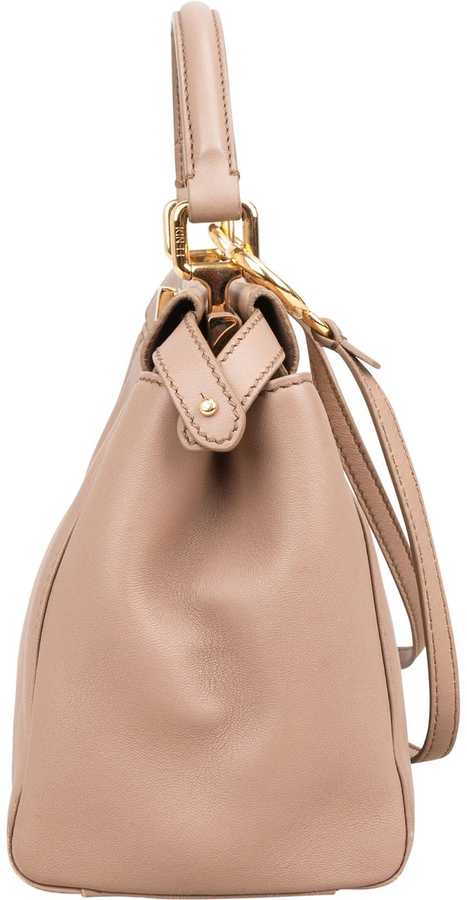 Fendi Fendi Leather Peekaboo Mini Handbag Neutraal
