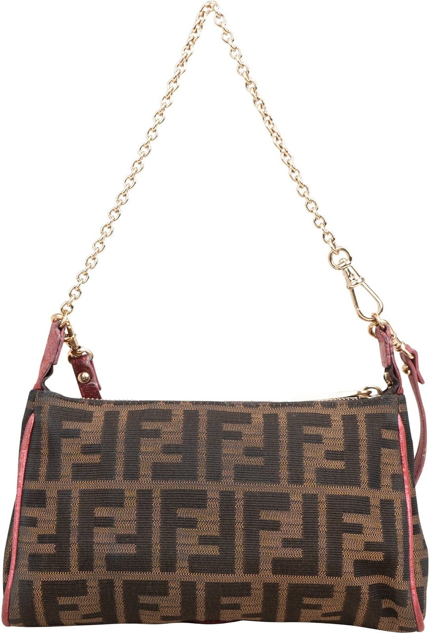 Fendi Fendi Monogram Zucca Chain Mini Pochette Handbag Bruin