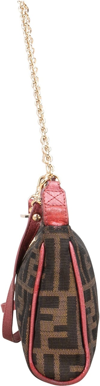 Fendi Fendi Monogram Zucca Chain Mini Pochette Handbag Bruin
