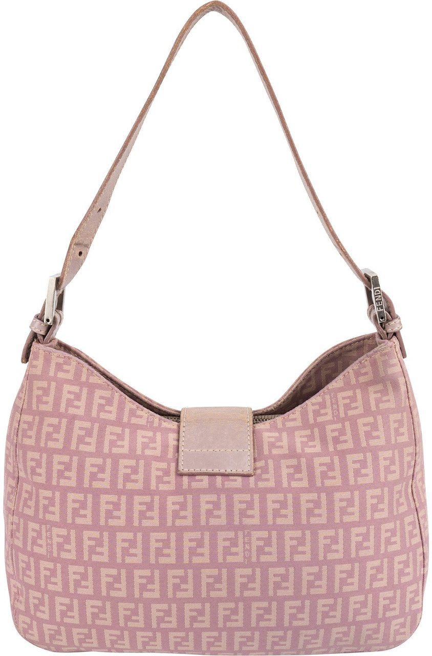 Fendi Fendi Monogram FF Croissant Buckle Shoulder Bag Roze