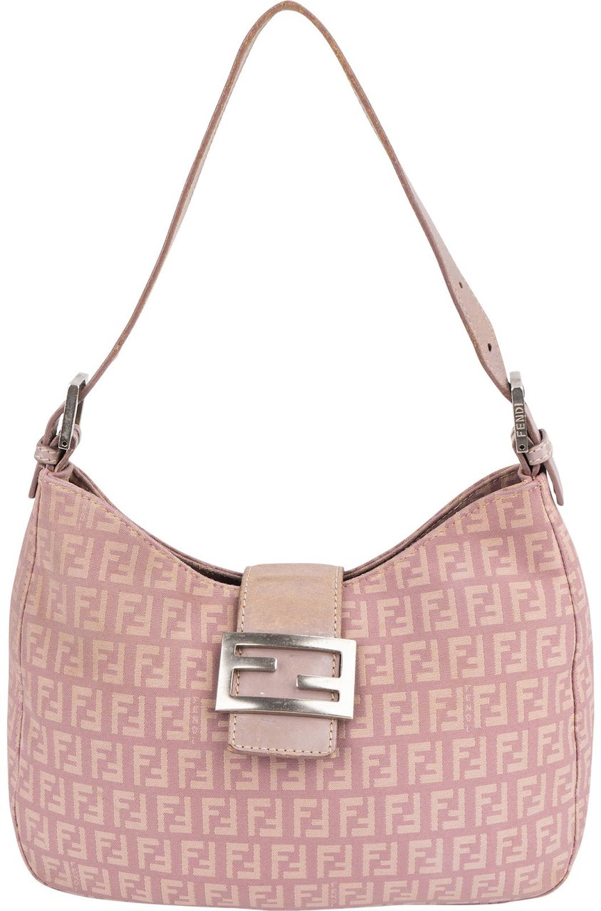Fendi Fendi Monogram FF Croissant Buckle Shoulder Bag Roze