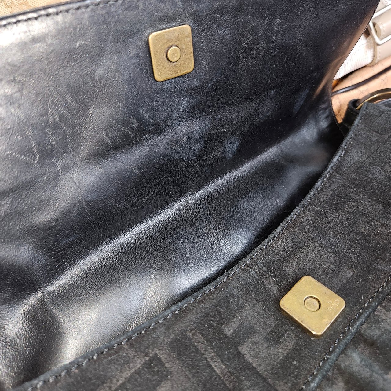 Fendi Fendi FF Suede Monogram Zucca Handbag Divers