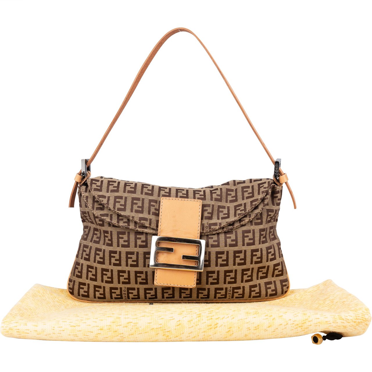Fendi Fendi FF Monogram Baguette Handbag Bruin