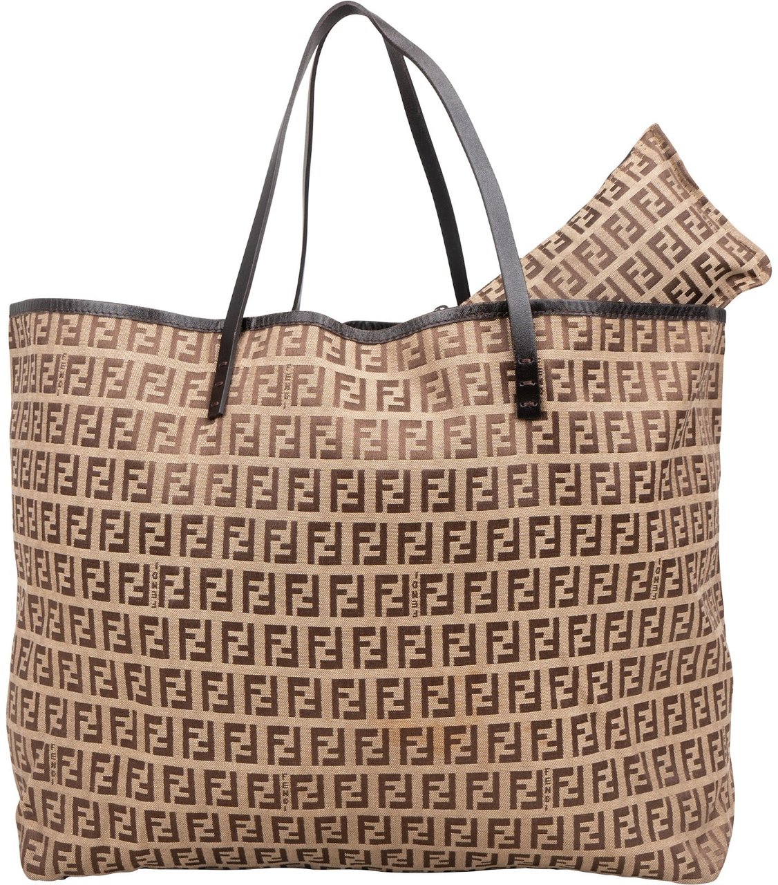 Fendi Fendi Monogram FF Nylon Tote Shopper Handbag Bruin