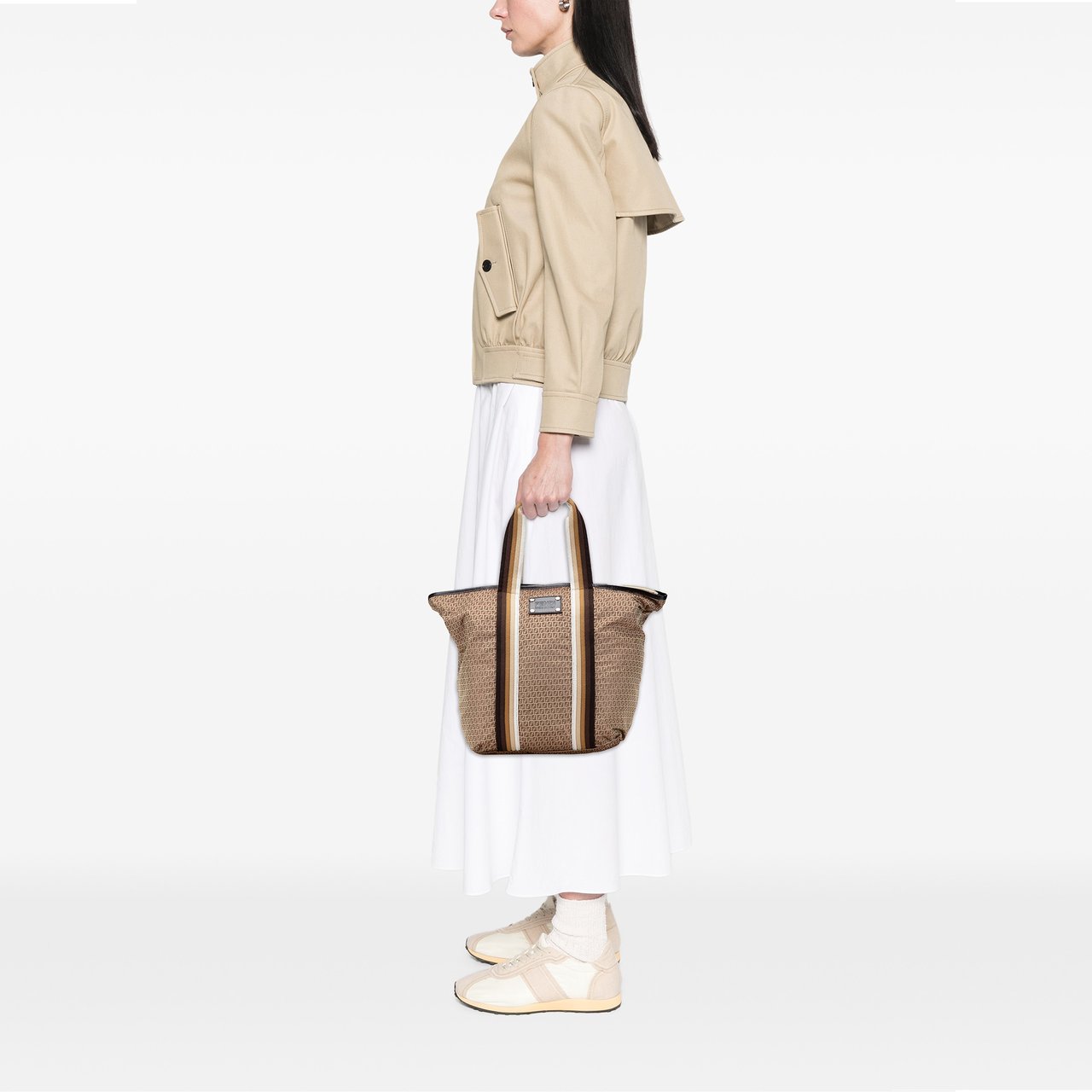 Fendi Micro Zucchino Nylon Tote Bruin