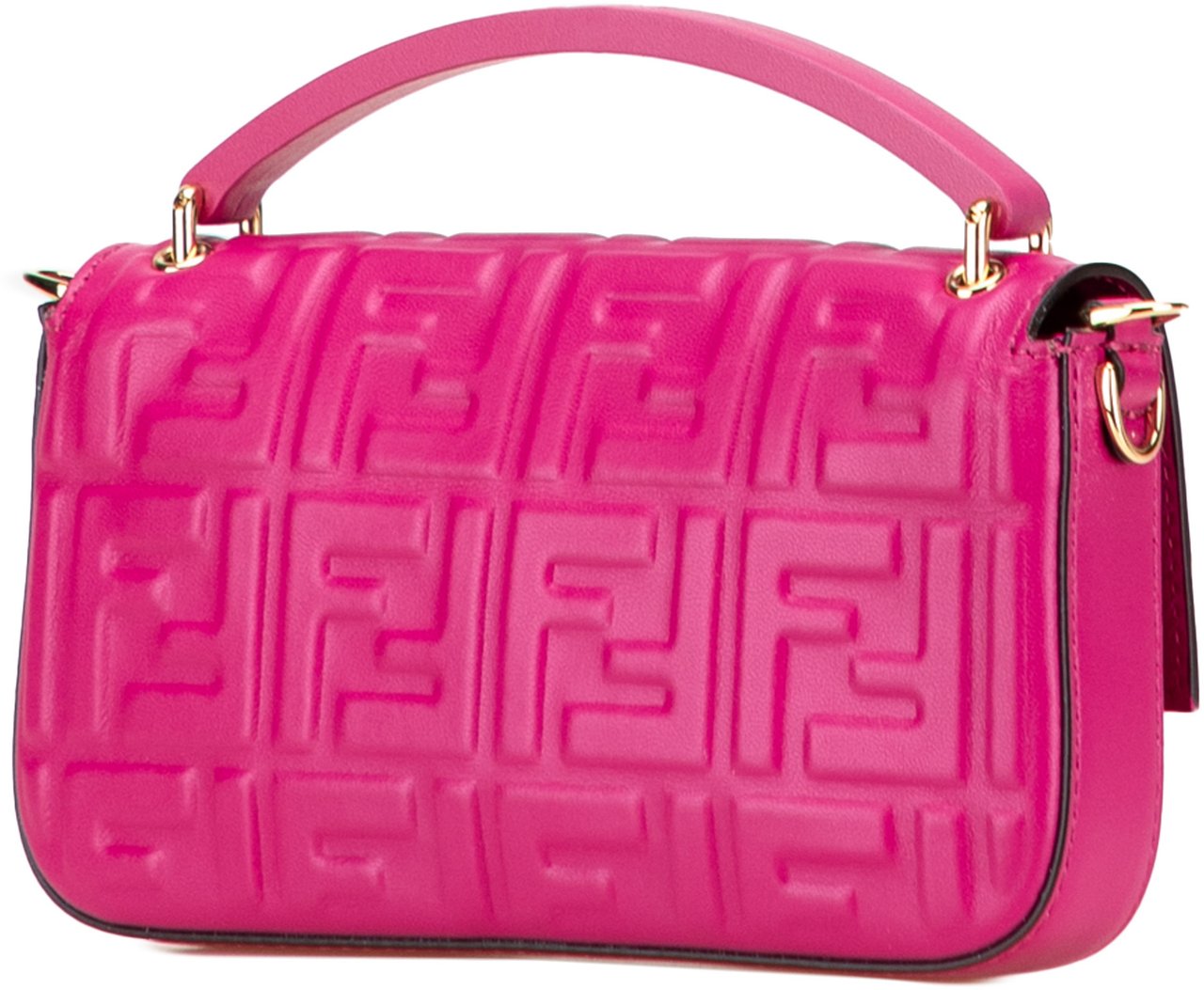 Fendi Zucca Embossed Leather Baguette Phone Pouch Satchel Roze