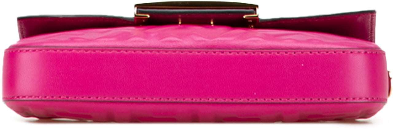 Fendi Zucca Embossed Leather Baguette Phone Pouch Satchel Roze