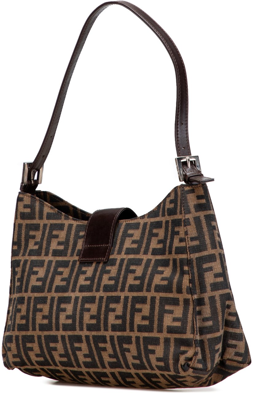 Fendi Zucca Canvas Shoulder Bag Bruin