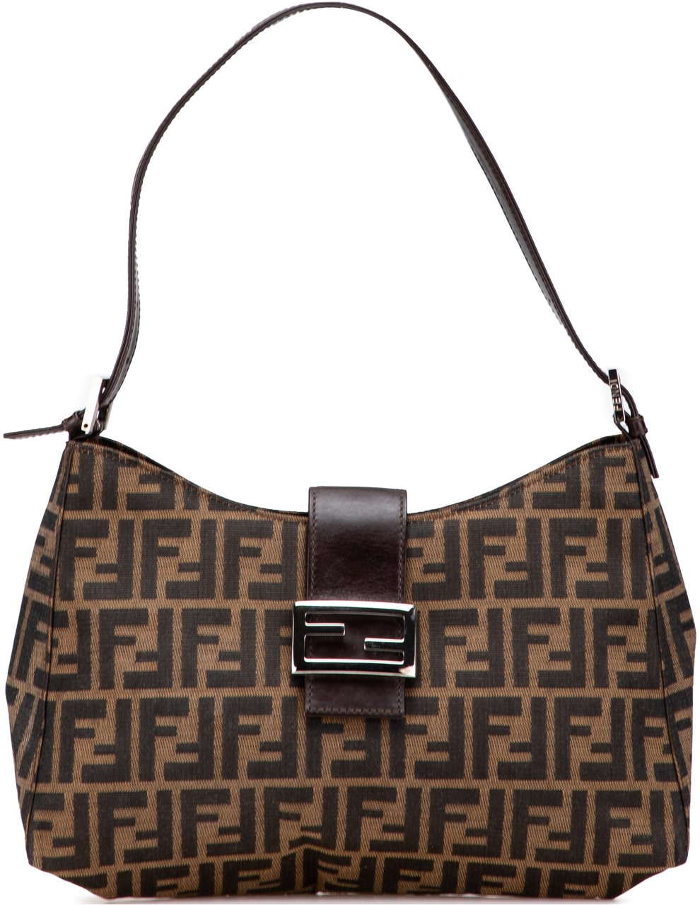 Fendi Zucca Canvas Shoulder Bag Bruin