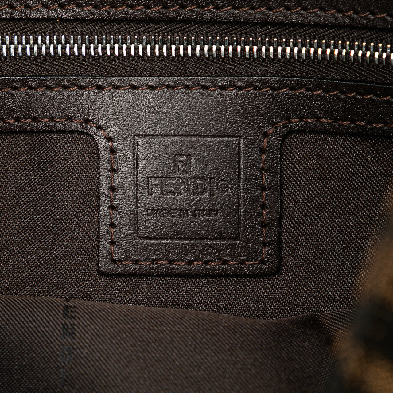 Fendi Zucca Canvas Shoulder Bag Bruin
