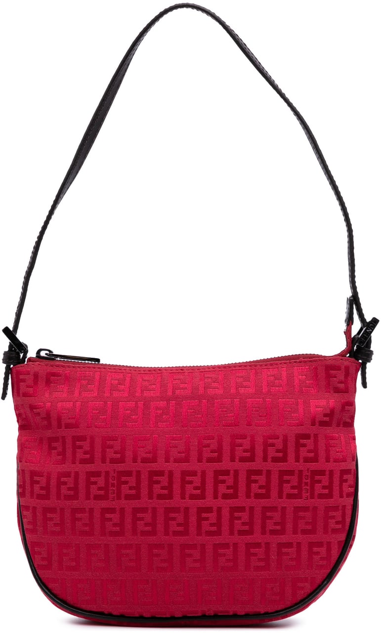 Fendi Zucchino Canvas Shoulder Bag Rood
