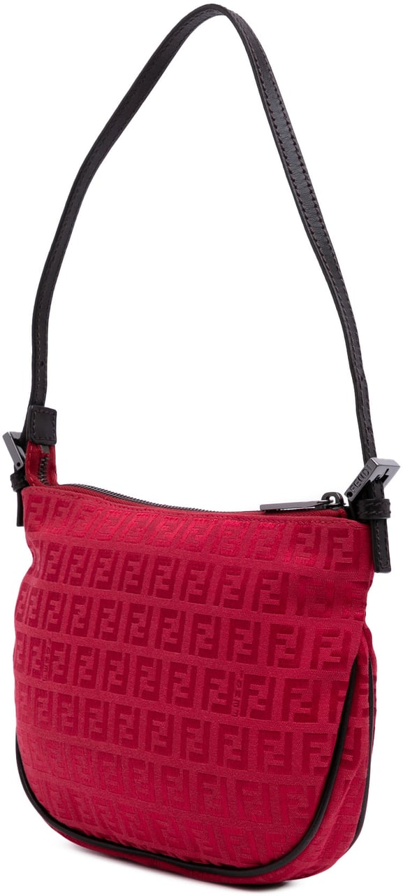 Fendi Zucchino Canvas Shoulder Bag Rood