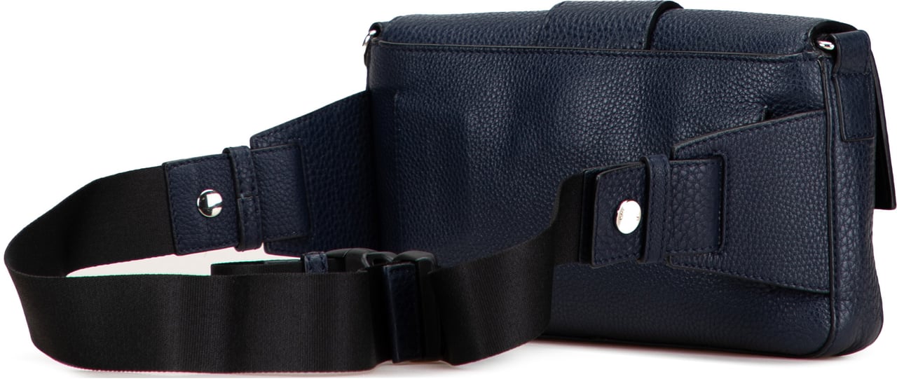 Fendi Leather Selleria Convertible Baguette Satchel Blauw