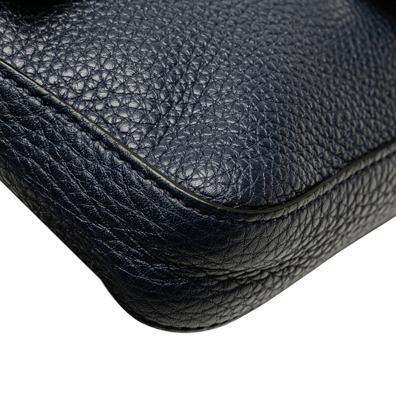 Fendi Leather Selleria Convertible Baguette Satchel Blauw