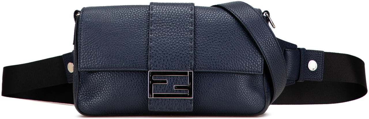 Fendi Leather Selleria Convertible Baguette Satchel Blauw