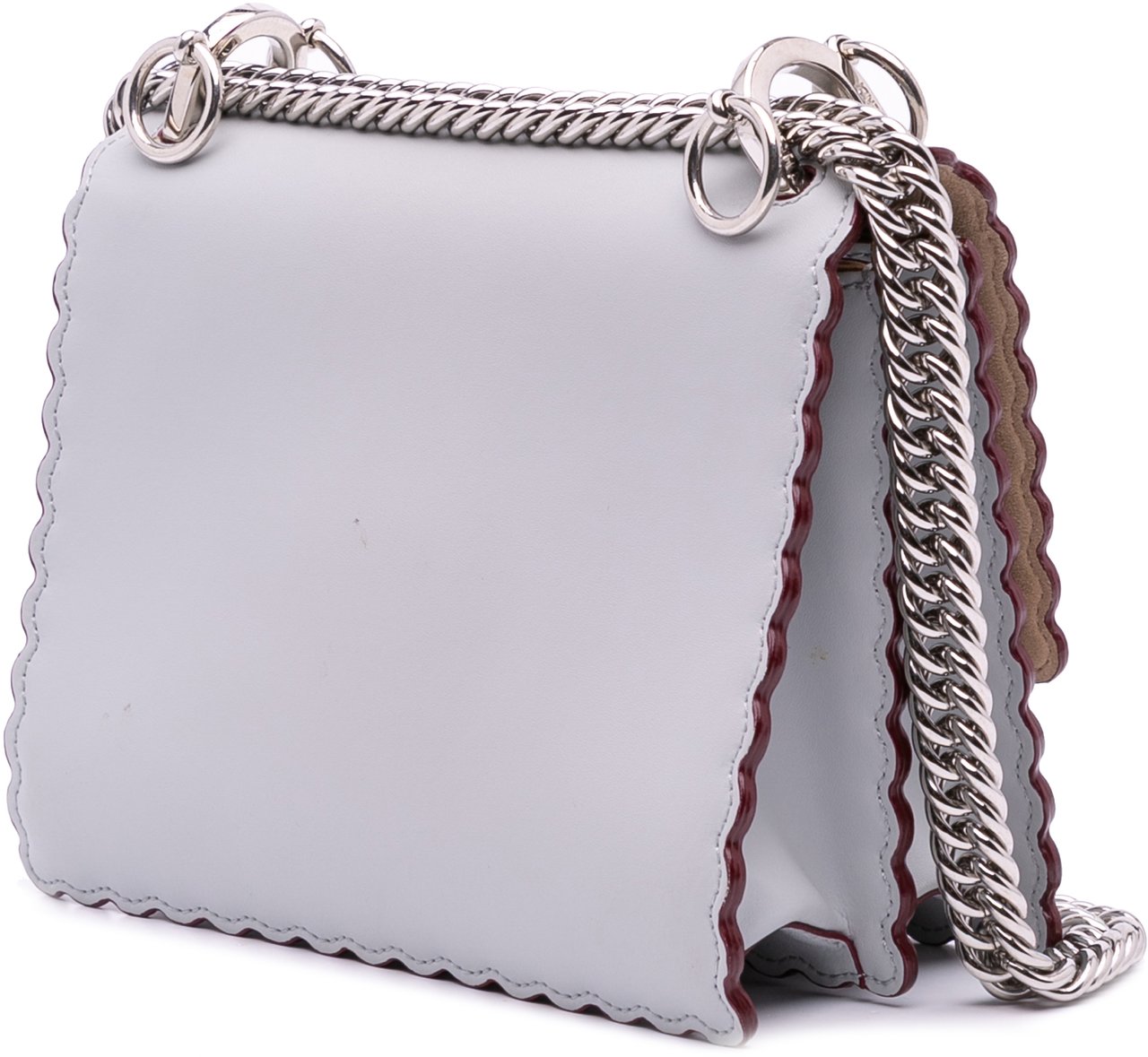 Fendi Small Leather Studded Scalloped Kan I Paars