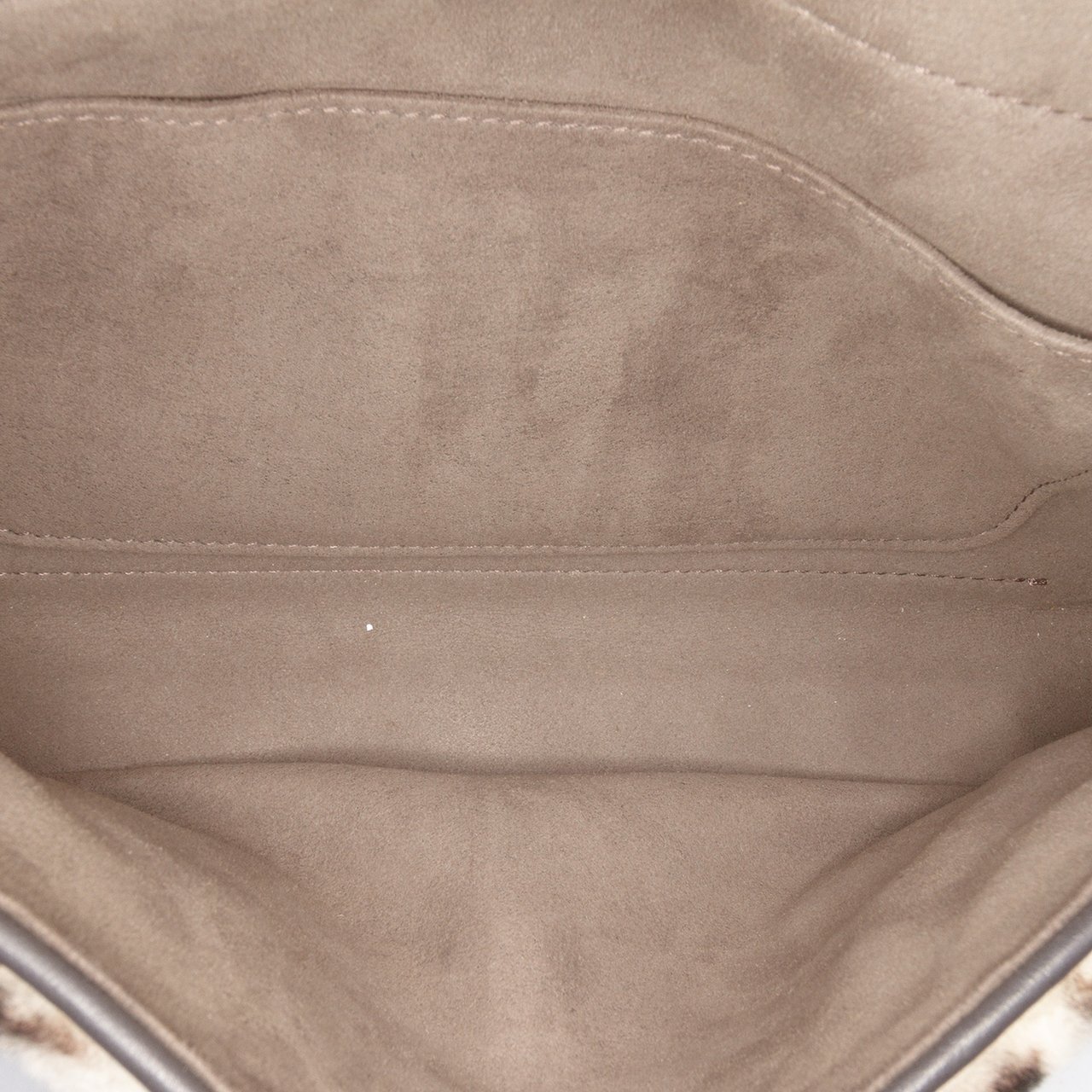 Fendi Zucca Shearling Double F Baguette Satchel Bruin