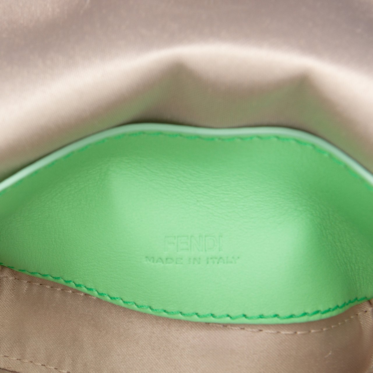 Fendi Nano Satin Charm Baguette Bruin