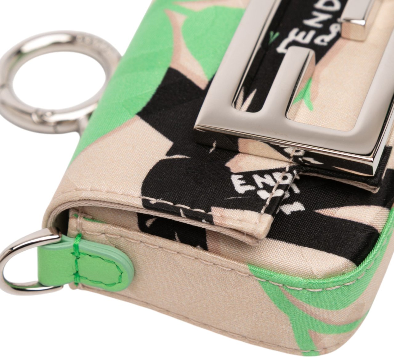 Fendi Nano Satin Charm Baguette Bruin