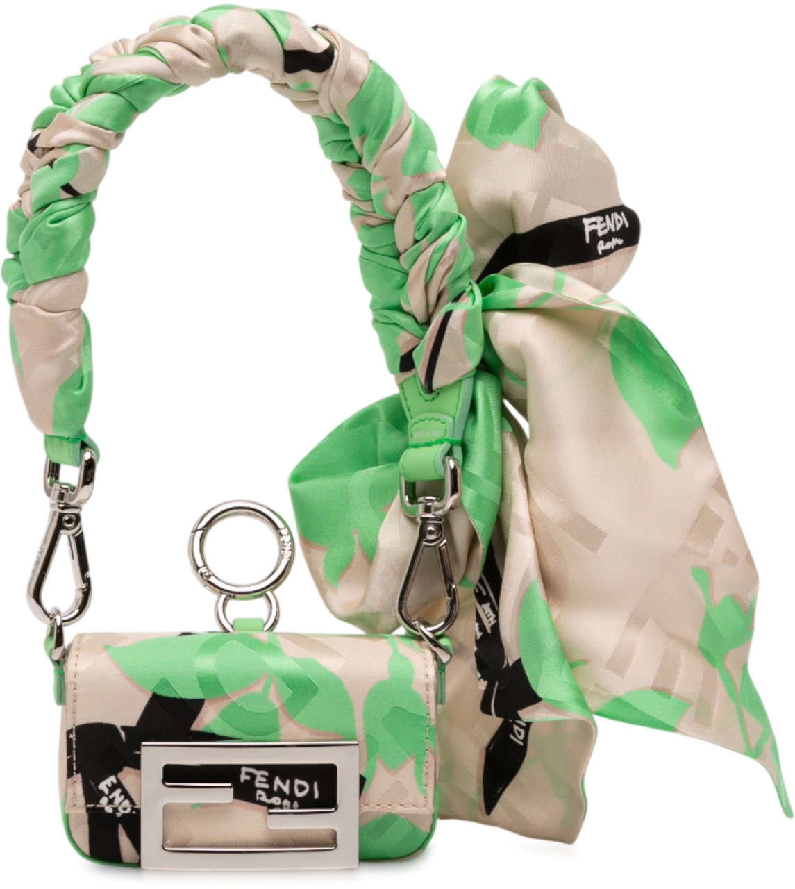 Fendi Nano Satin Charm Baguette Bruin