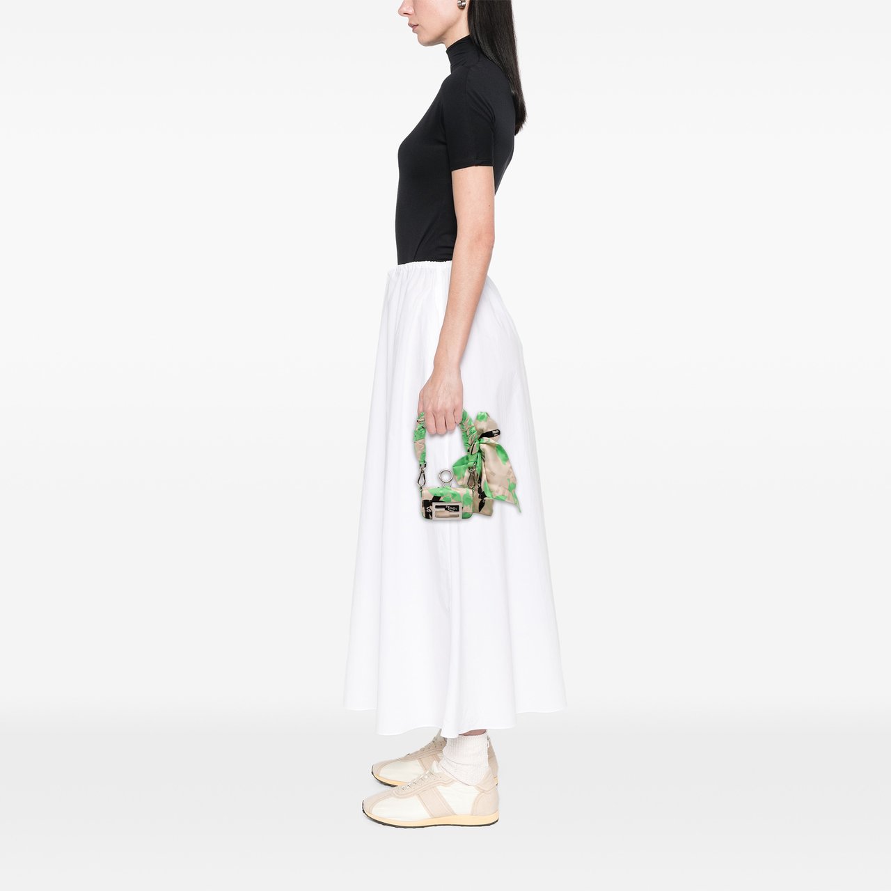 Fendi Nano Satin Charm Baguette Bruin