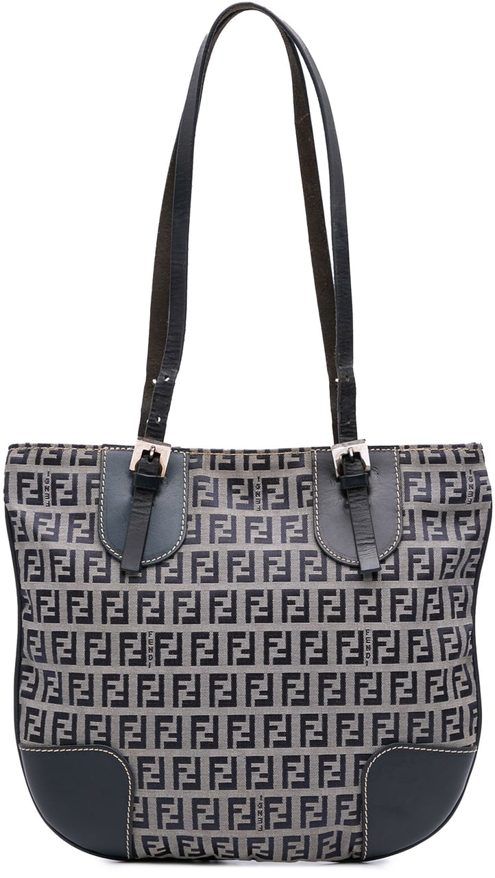 Fendi Zucchino Canvas Shoulder Bag Grijs