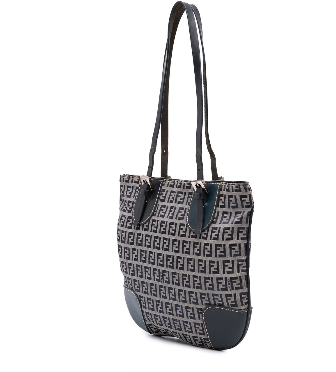 Fendi Zucchino Canvas Shoulder Bag Grijs