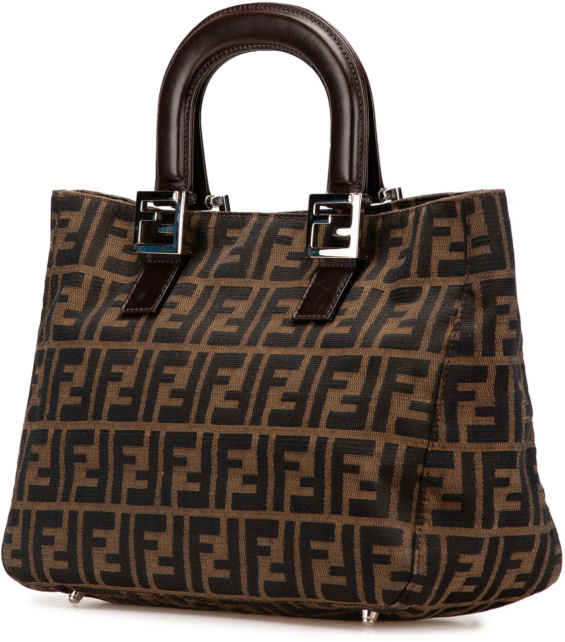 Fendi Small Zucca Canvas Twins Tote Bruin