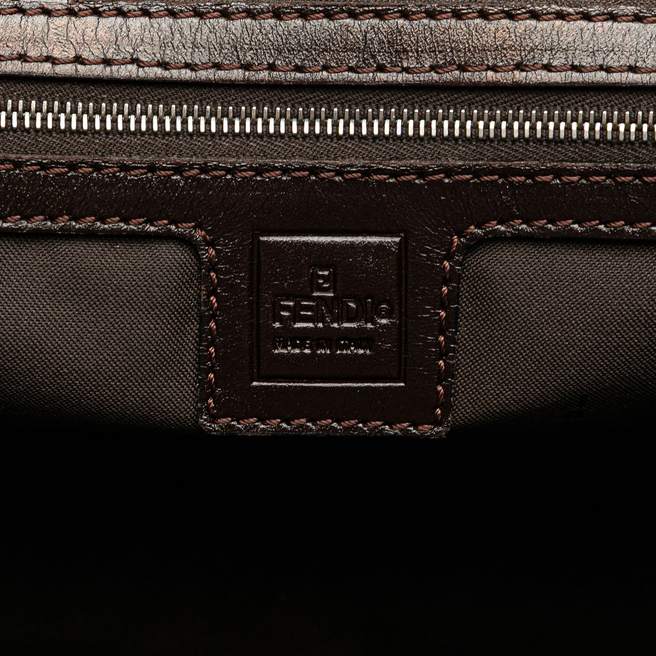 Fendi Small Zucca Canvas Twins Tote Bruin