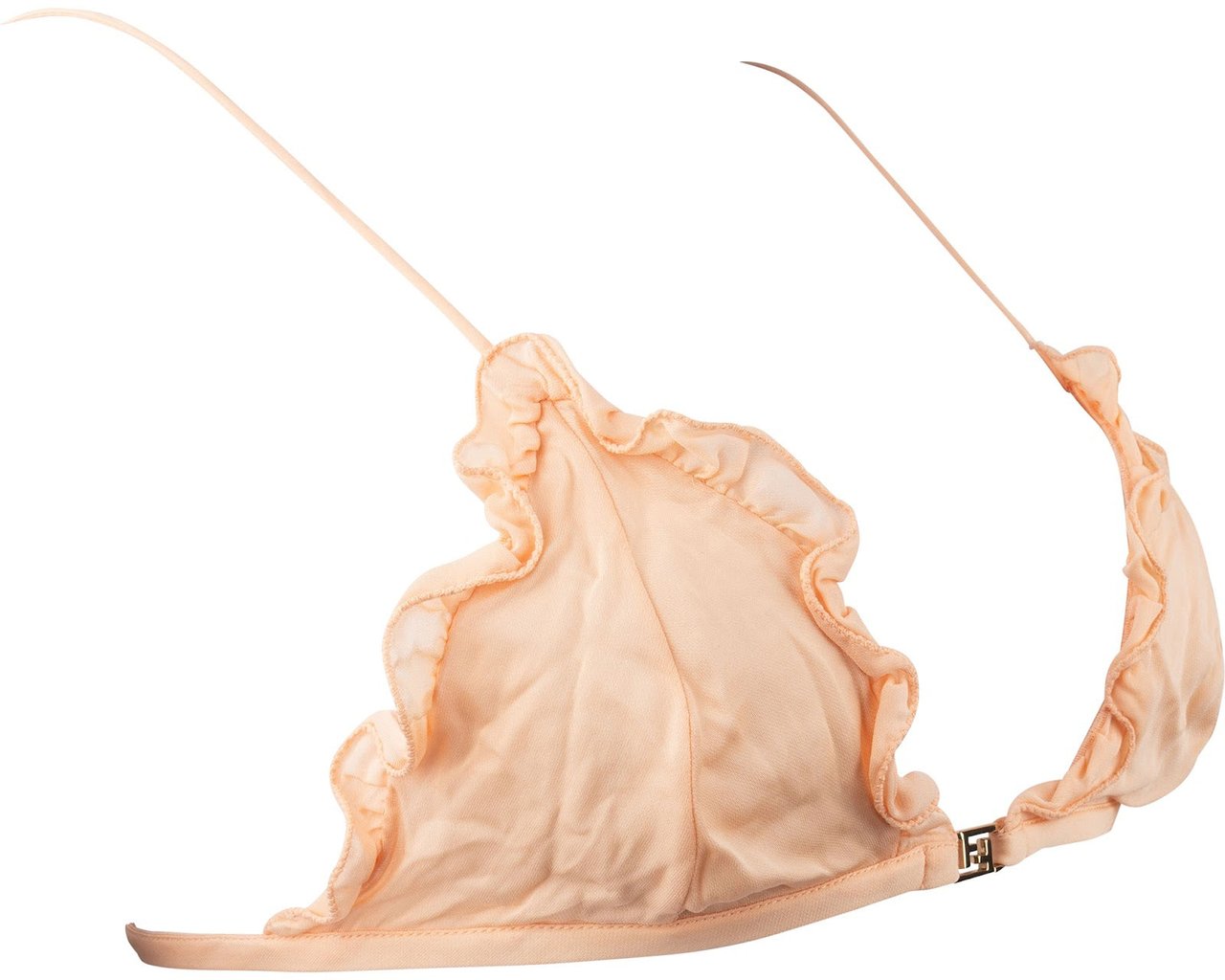 Fendi Fendi Pink Ruffled FF Emblem Bikini Top Swimwear (DE34 /XS) Roze