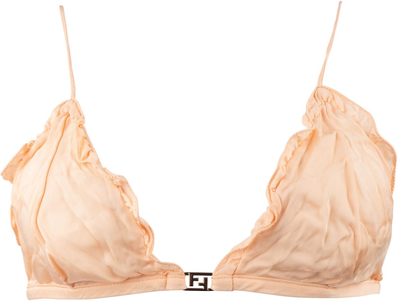 Fendi Fendi Pink Ruffled FF Emblem Bikini Top Swimwear (DE36 / S) Roze