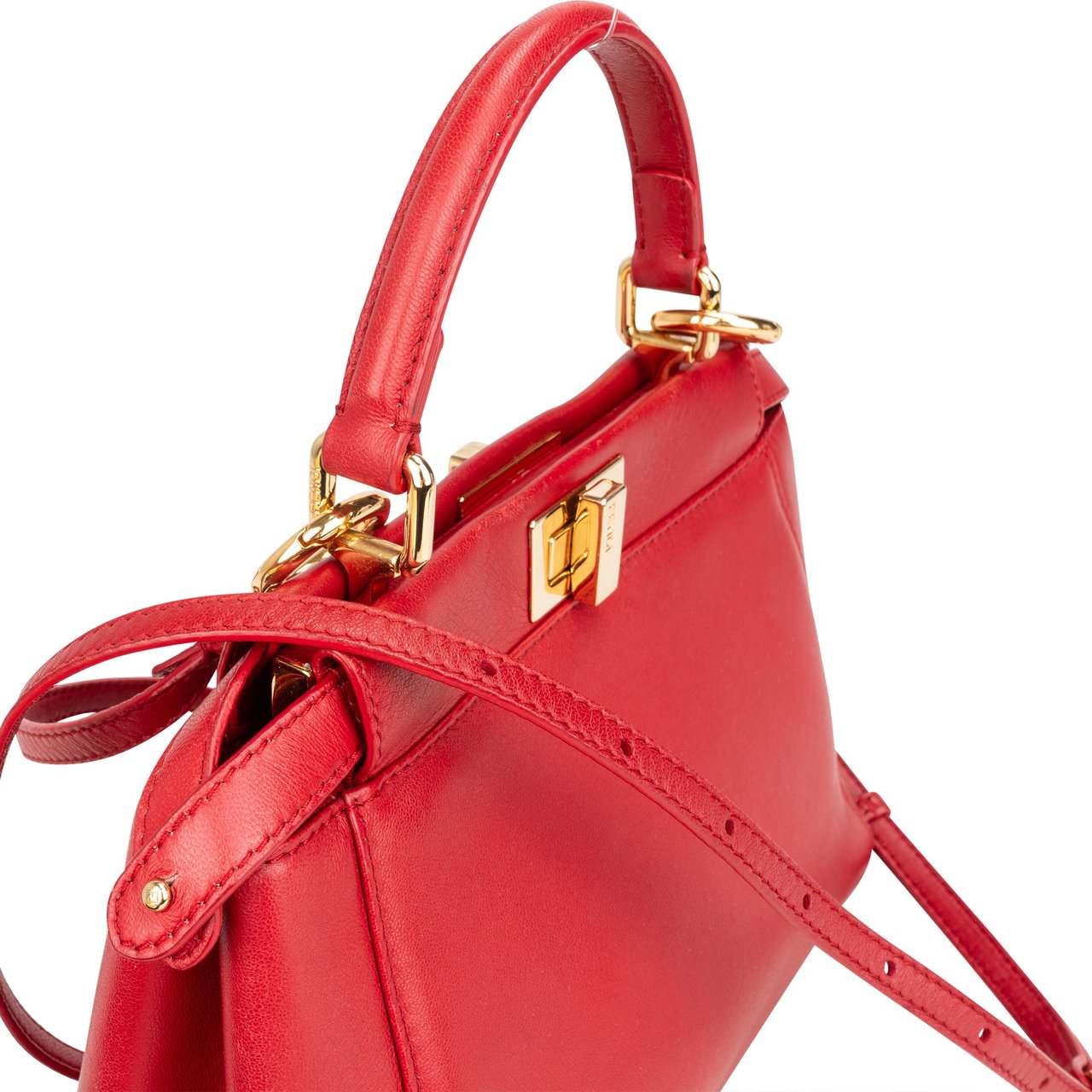 Fendi Fendi Rouge Rouge Leather Peekaboo Handbag Divers